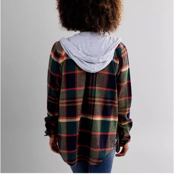 BKE| Buckle | Hooded Flannel Shirt with Gray Hood - Picture 3 of 11